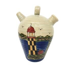 1980s WCL Stoneware Pottery Lighthouse Jug Pitcher